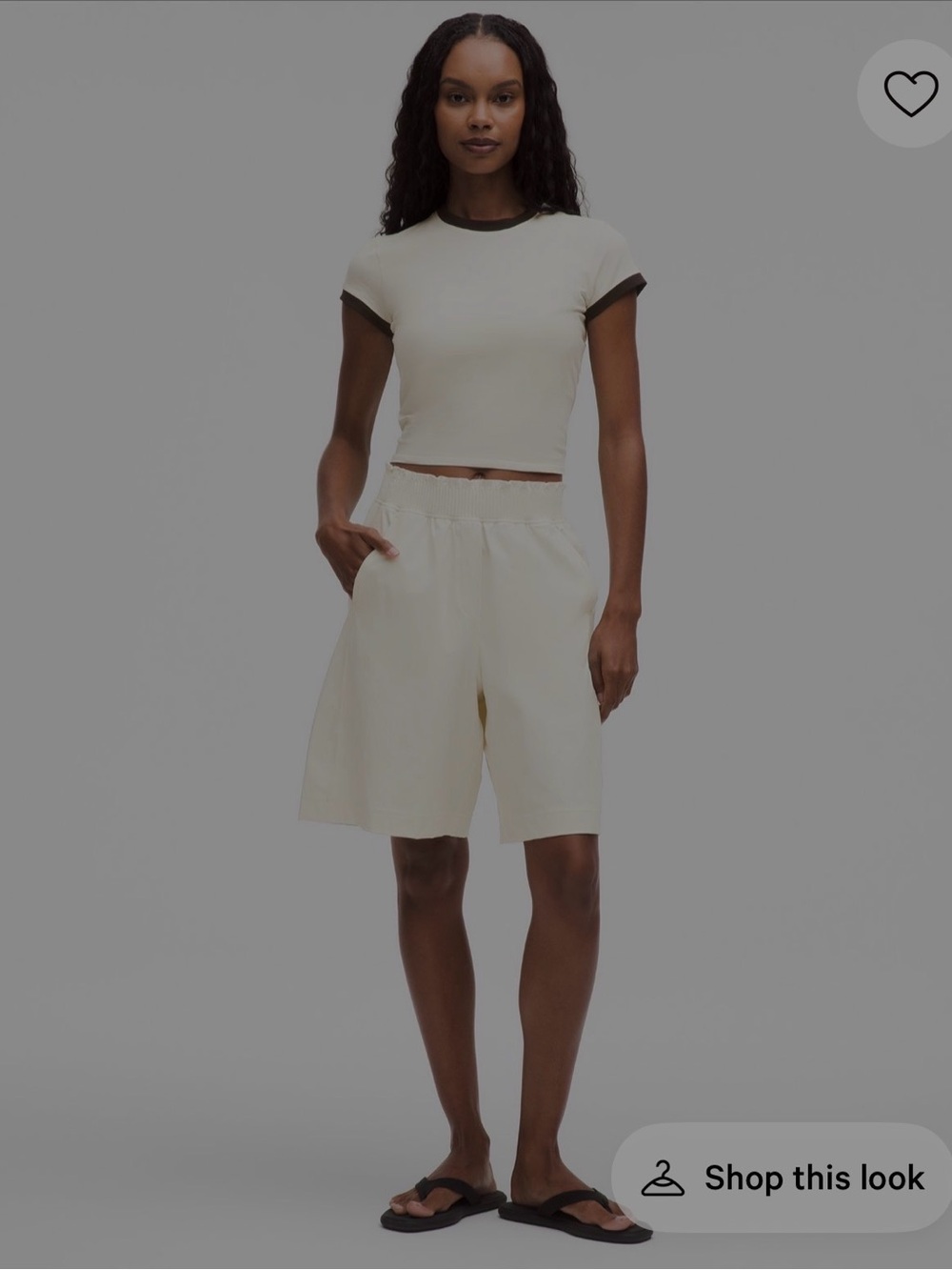 Stretch Woven Ruffle-Waist High-Rise Short 9”